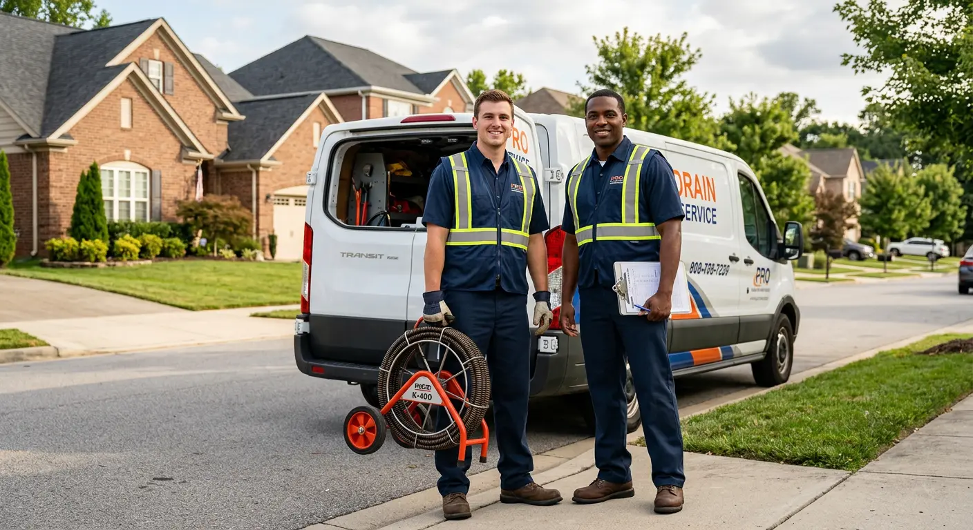Sewer and drain service team with equipment ready for work in Royal Oak