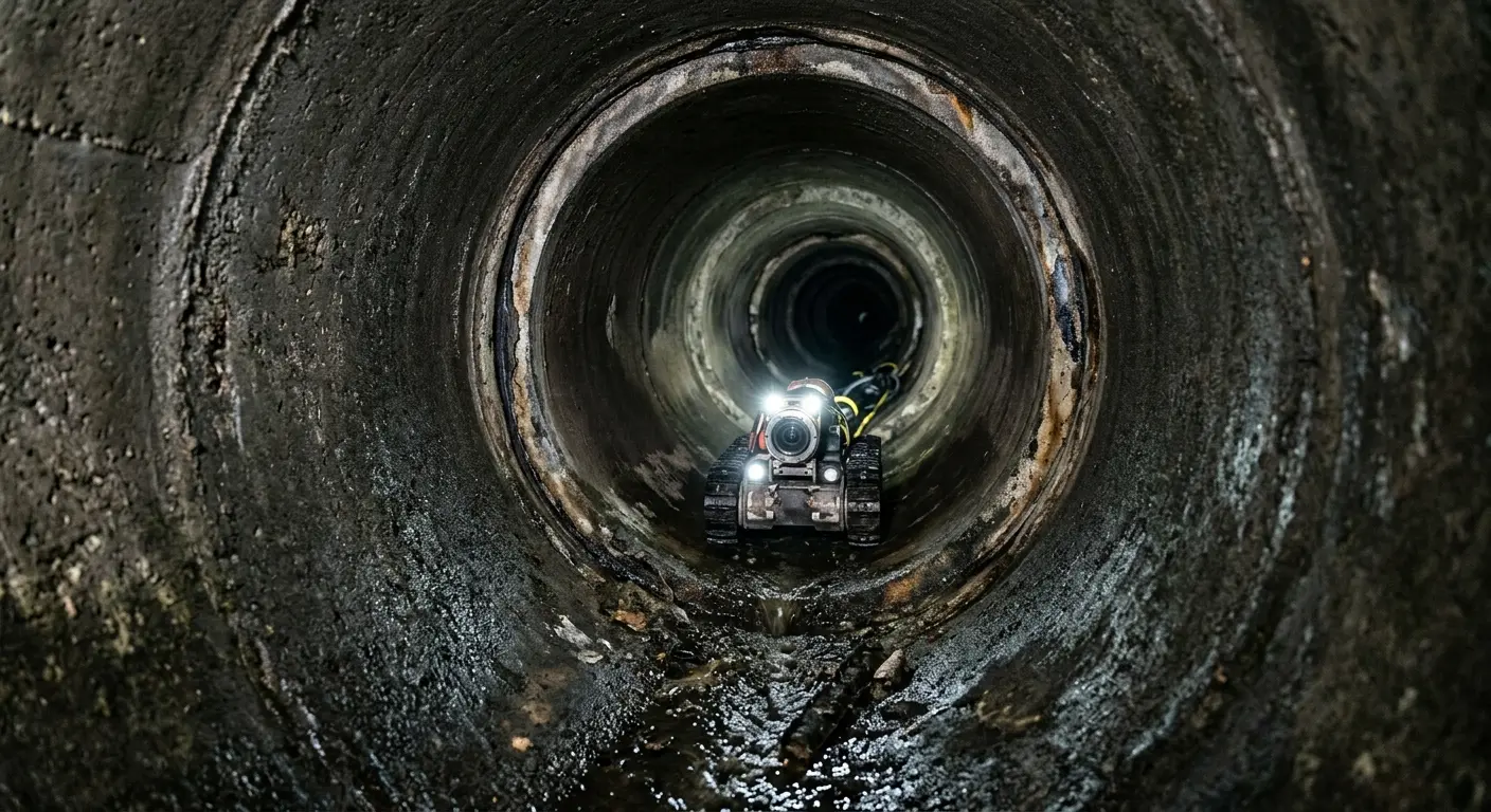 Robotic sewer camera inspecting pipe interior for Drain Snake Service in Royal Oak